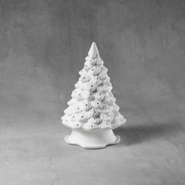 Ceramic Bisque Christmas Tree - 7 inch with base, lights and star